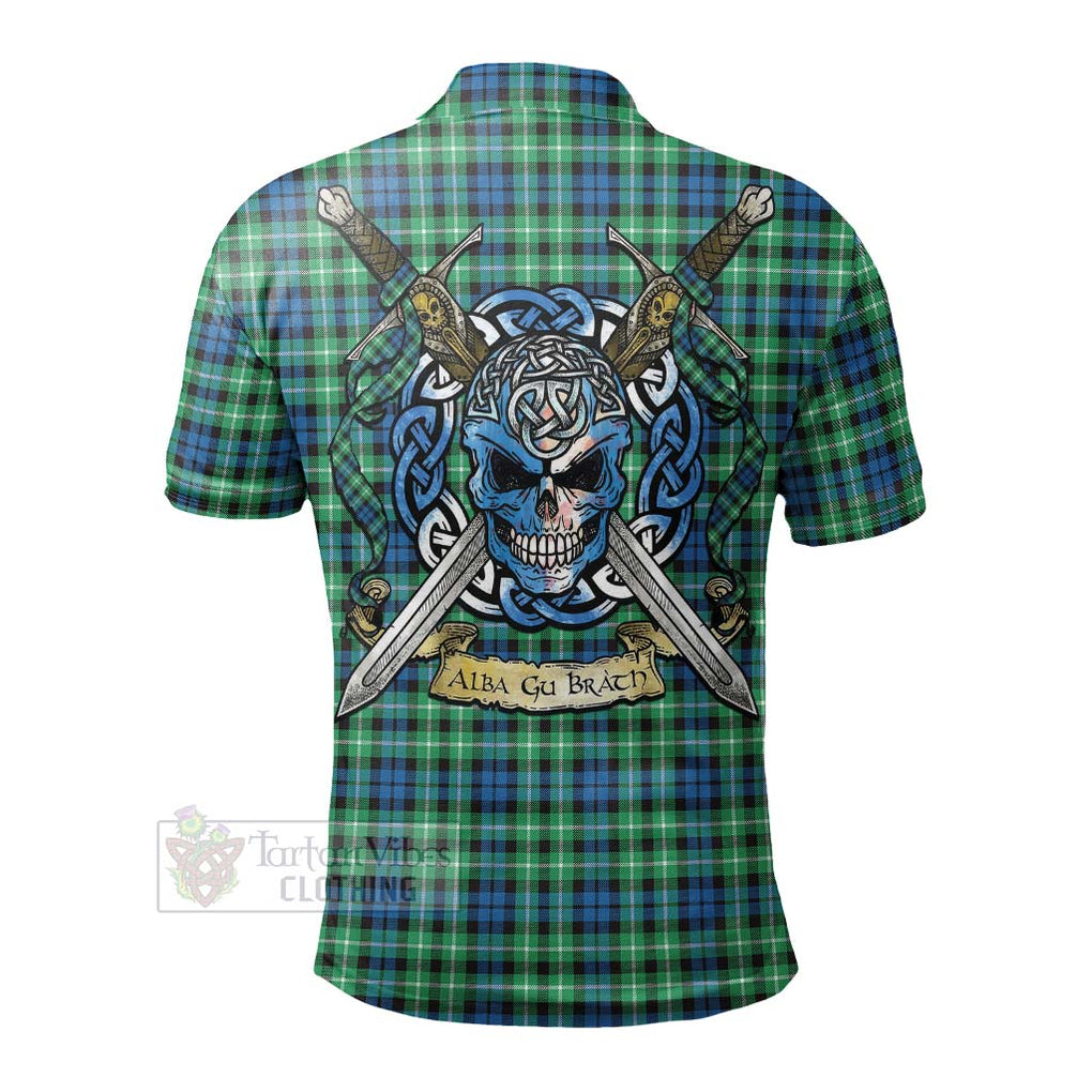 Tartan Vibes Clothing Graham Tartan Polo Shirt with Family Crest Celtic Skull Style