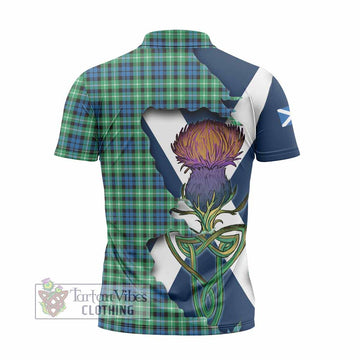 Graham Tartan Family Crest Zipper Polo Shirt Scottish Thistle Celtic Inspired - Tartan Vibes Clothing