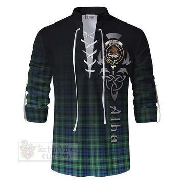 Graham Tartan Ghillie Kilt Shirt Featuring Alba Gu Brath Family Crest Celtic Inspired