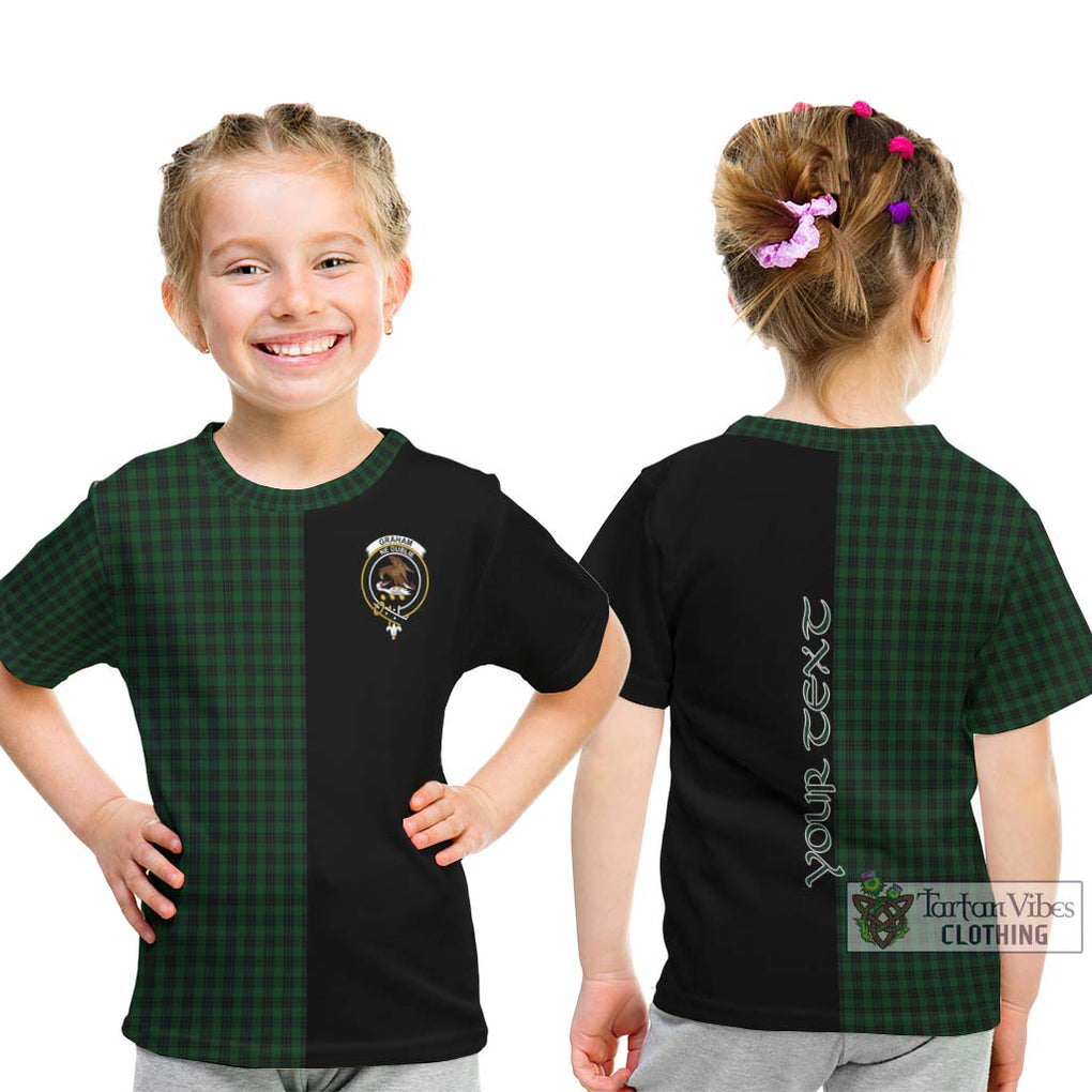 Graham Tartan Kid T-Shirt with Family Crest and Half Of Me Style - Tartanvibesclothing Shop