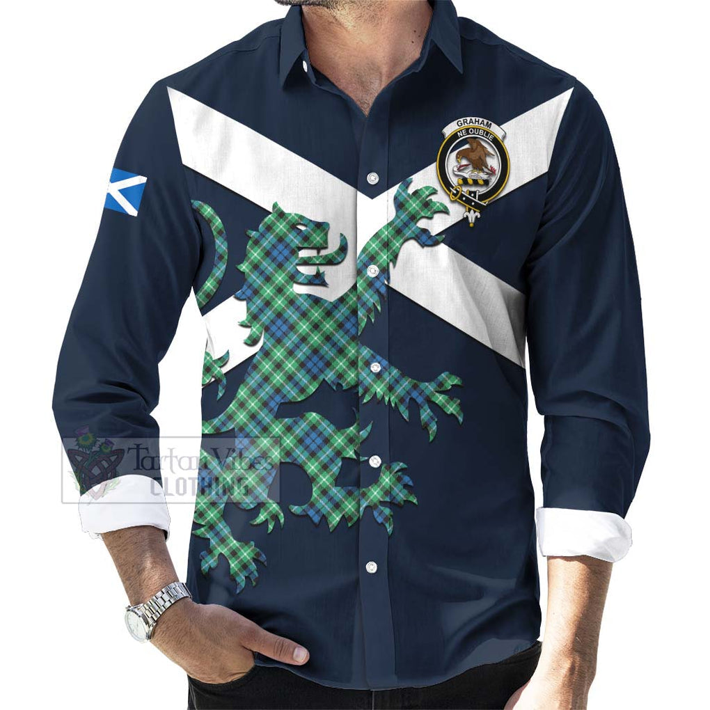 Tartan Vibes Clothing Graham Tartan Lion Rampant Long Sleeve Button Shirt – Proudly Display Your Heritage with Alba Gu Brath and Clan Name