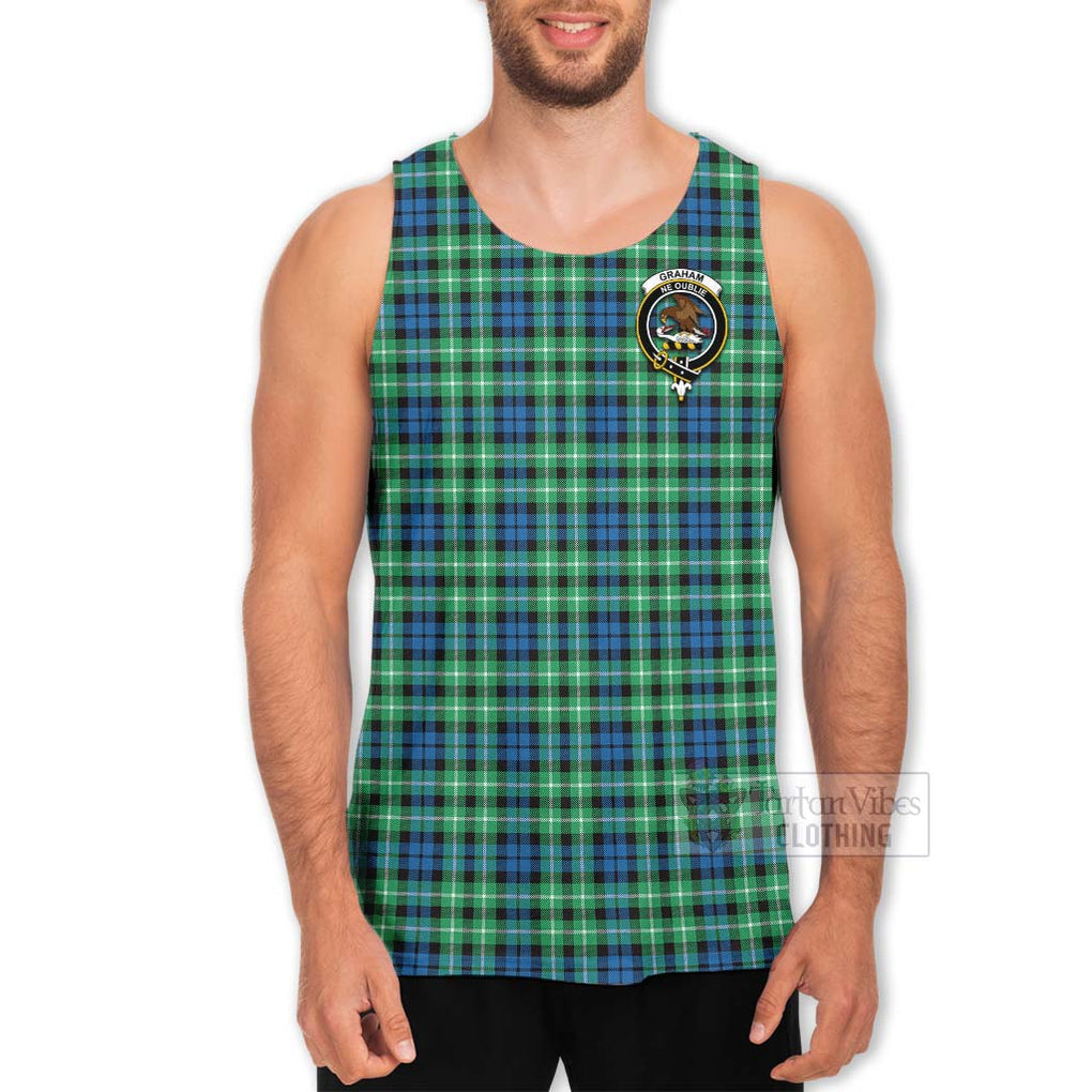 Tartan Vibes Clothing Graham Tartan Men's Tank Top with Family Crest Celtic Skull Style