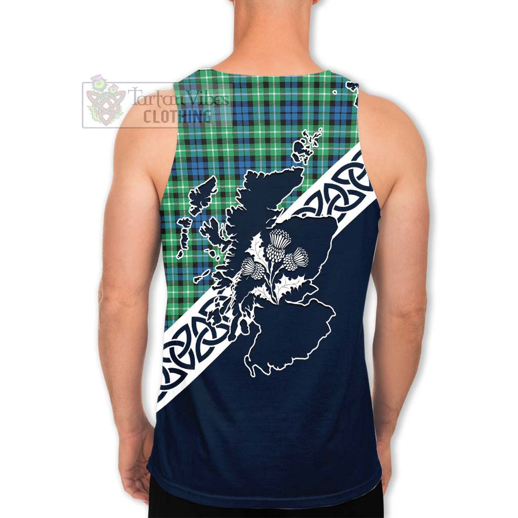 Tartan Vibes Clothing Graham Tartan Men's Tank Top Featuring Thistle and Scotland Map