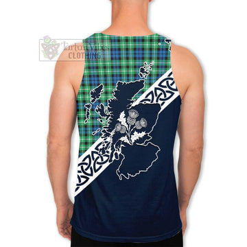 Graham Tartan Men's Tank Top Featuring Thistle and Scotland Map