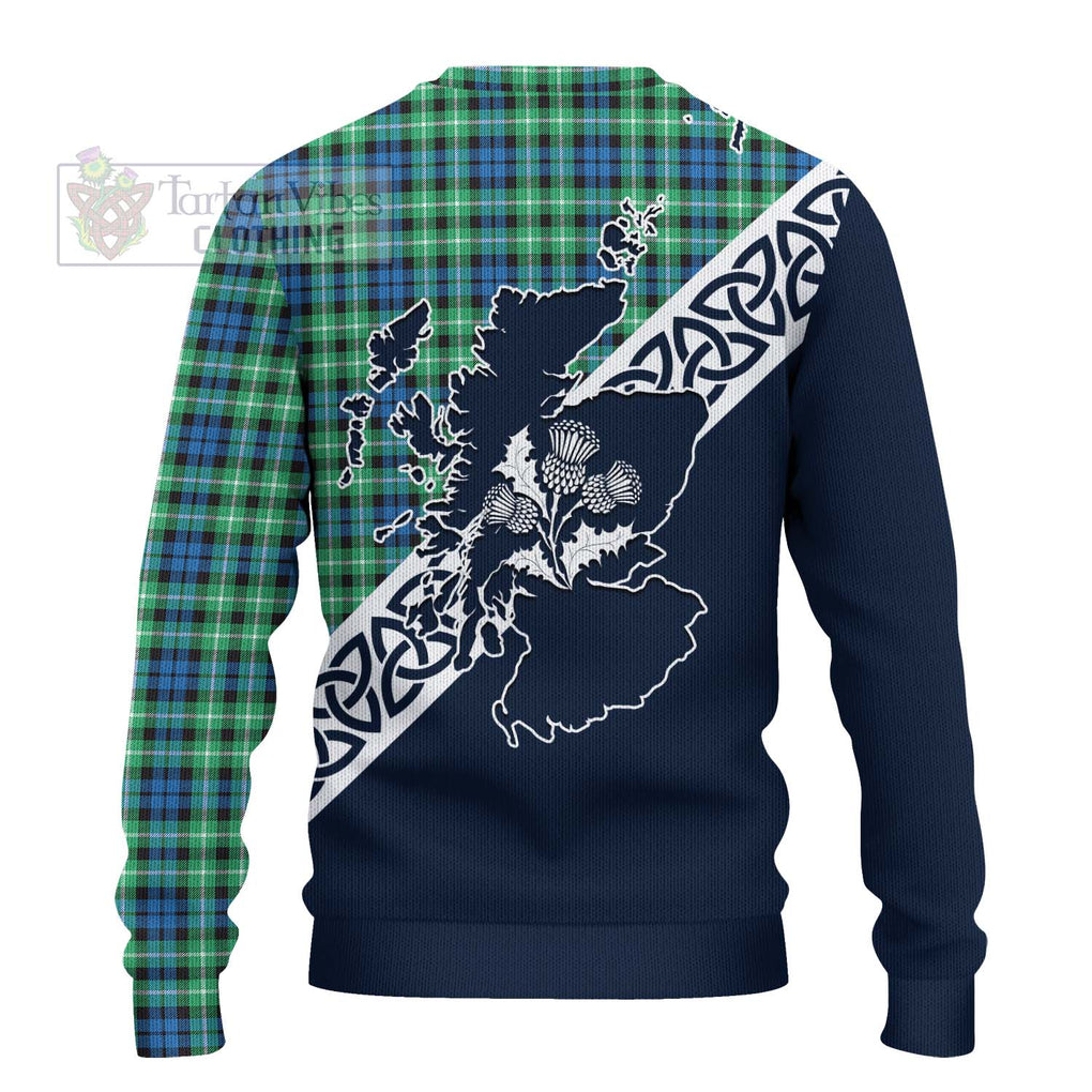 Tartan Vibes Clothing Graham Tartan Knitted Sweater Featuring Thistle and Scotland Map