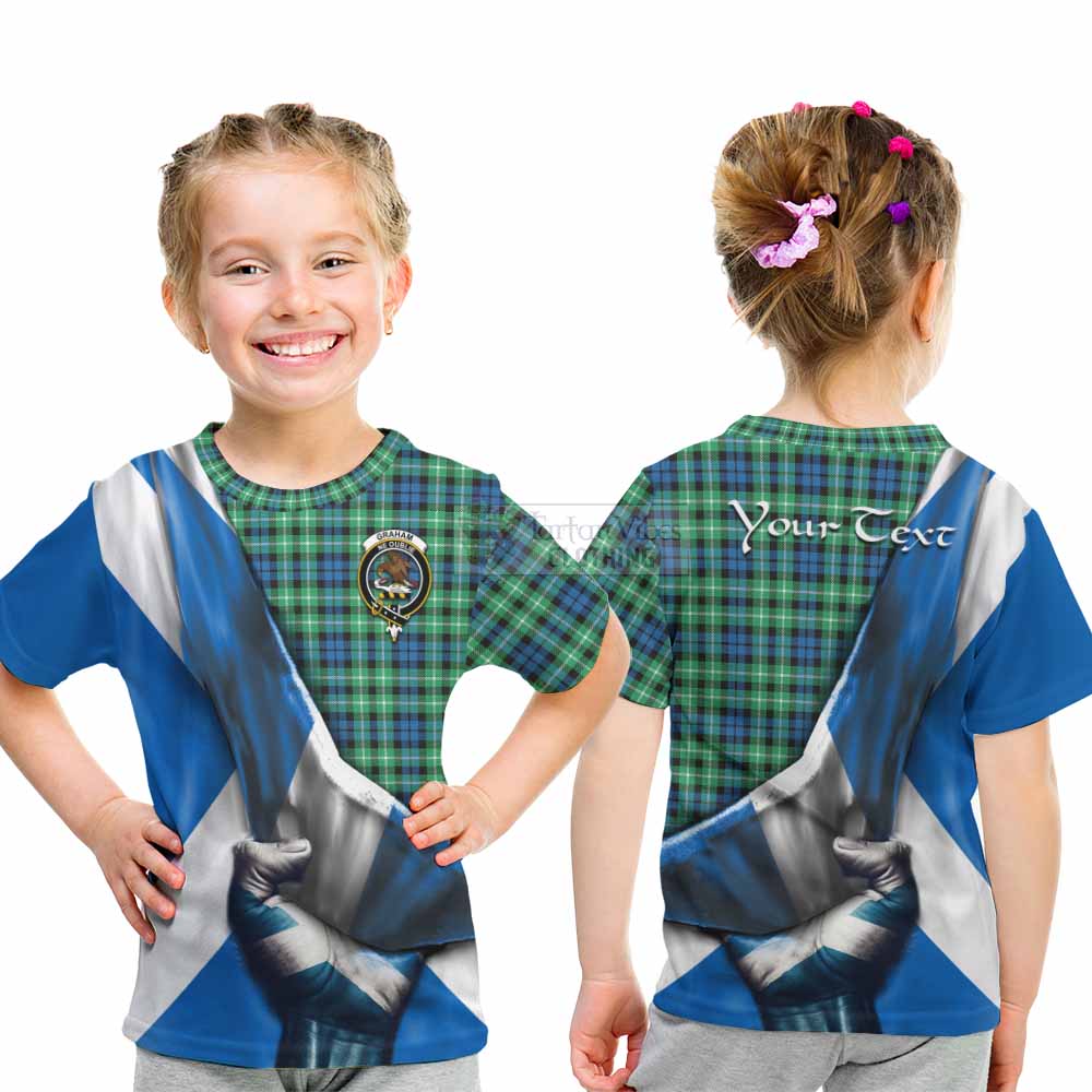 Tartan Vibes Clothing Graham Tartan Kid T-Shirt with Family Crest Scotland Patriotic Style