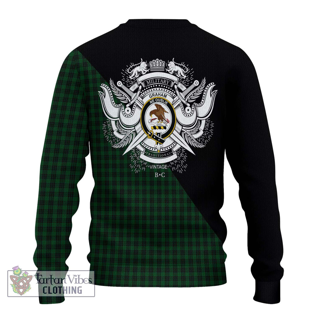 Graham Tartan Knitted Sweater with Family Crest and Military Logo Style - Tartanvibesclothing Shop