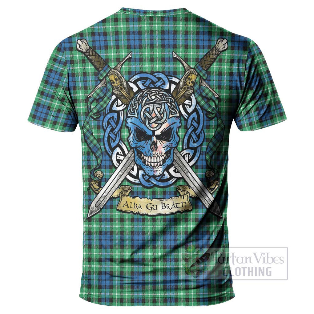 Tartan Vibes Clothing Graham Tartan T-Shirt with Family Crest Celtic Skull Style