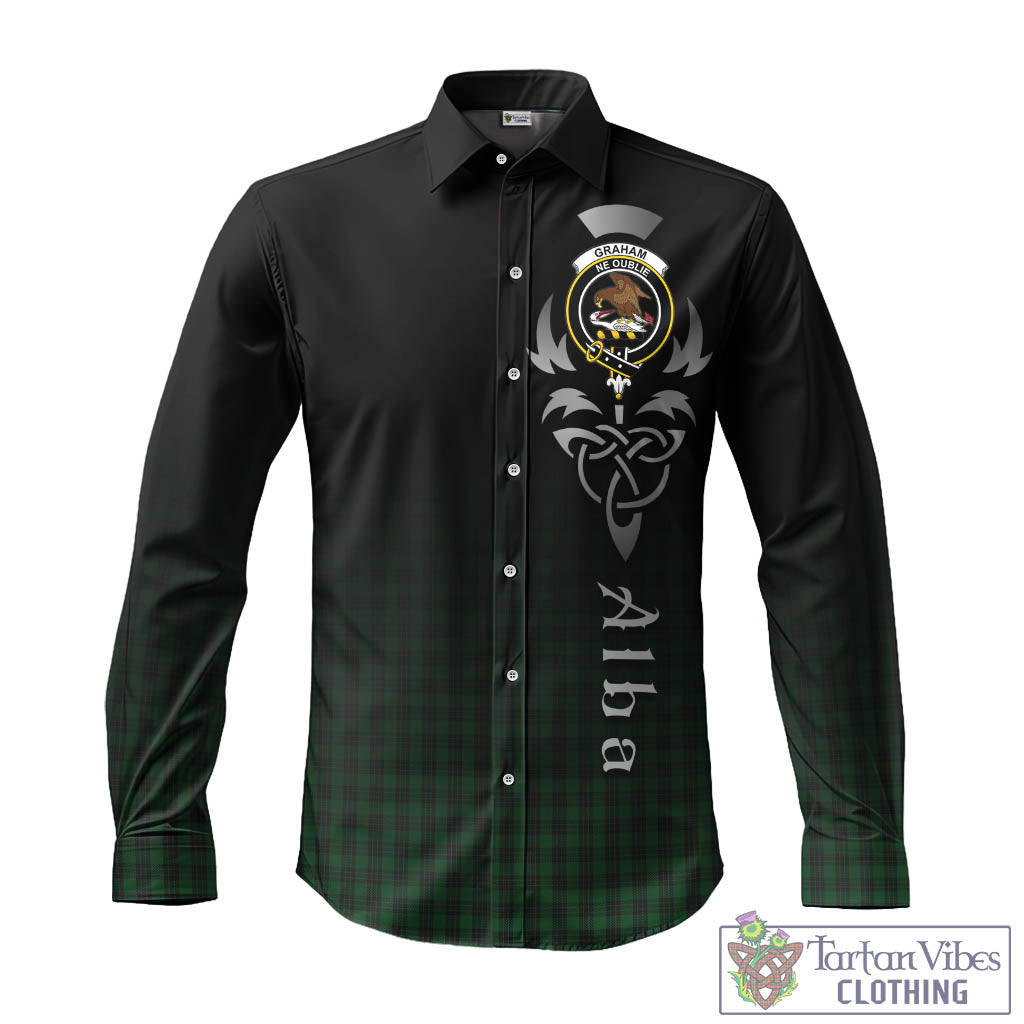 Tartan Vibes Clothing Graham Tartan Long Sleeve Button Up Featuring Alba Gu Brath Family Crest Celtic Inspired