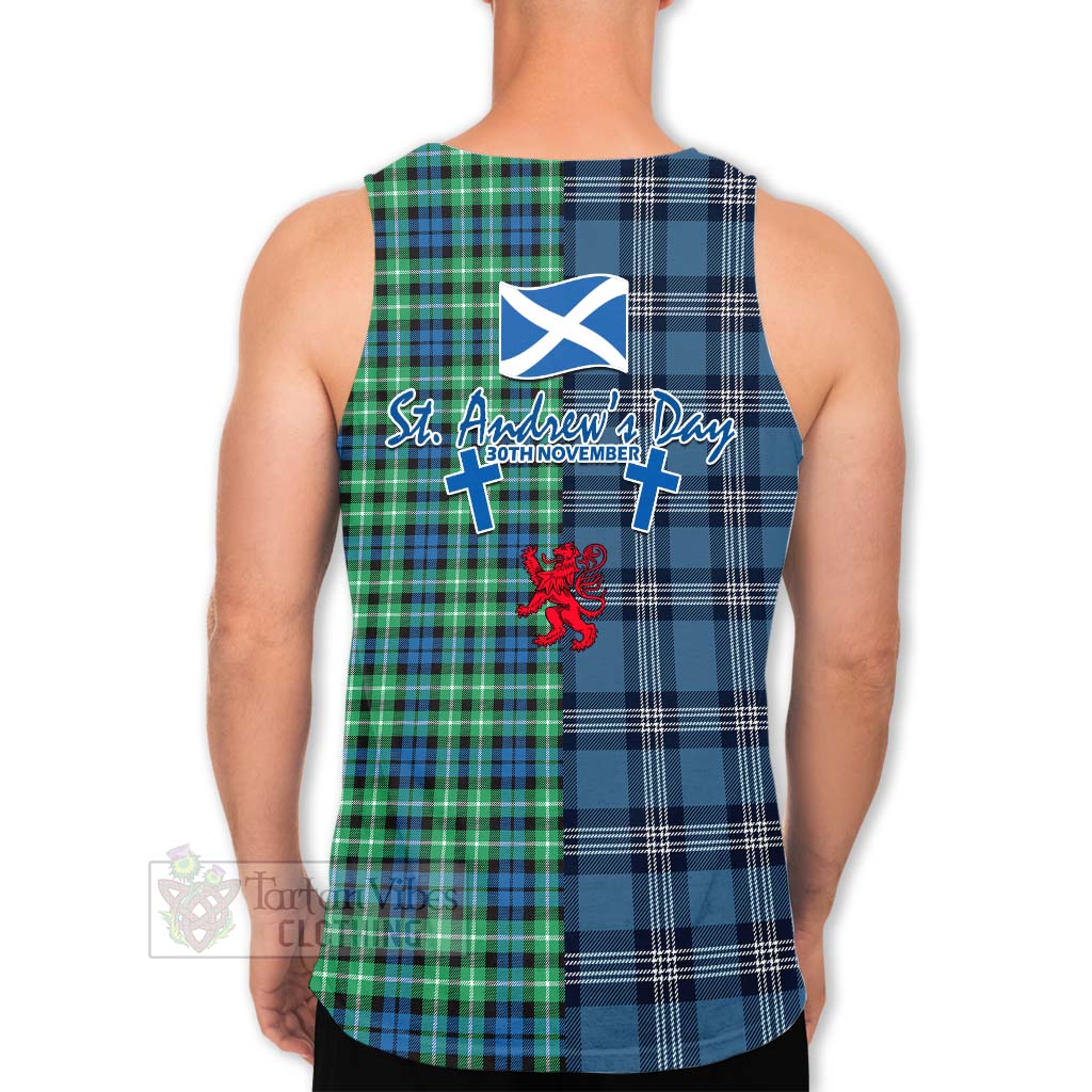 Tartan Vibes Clothing Graham Tartan Men's Tank Top Happy St. Andrew's Day Half Tartan Style