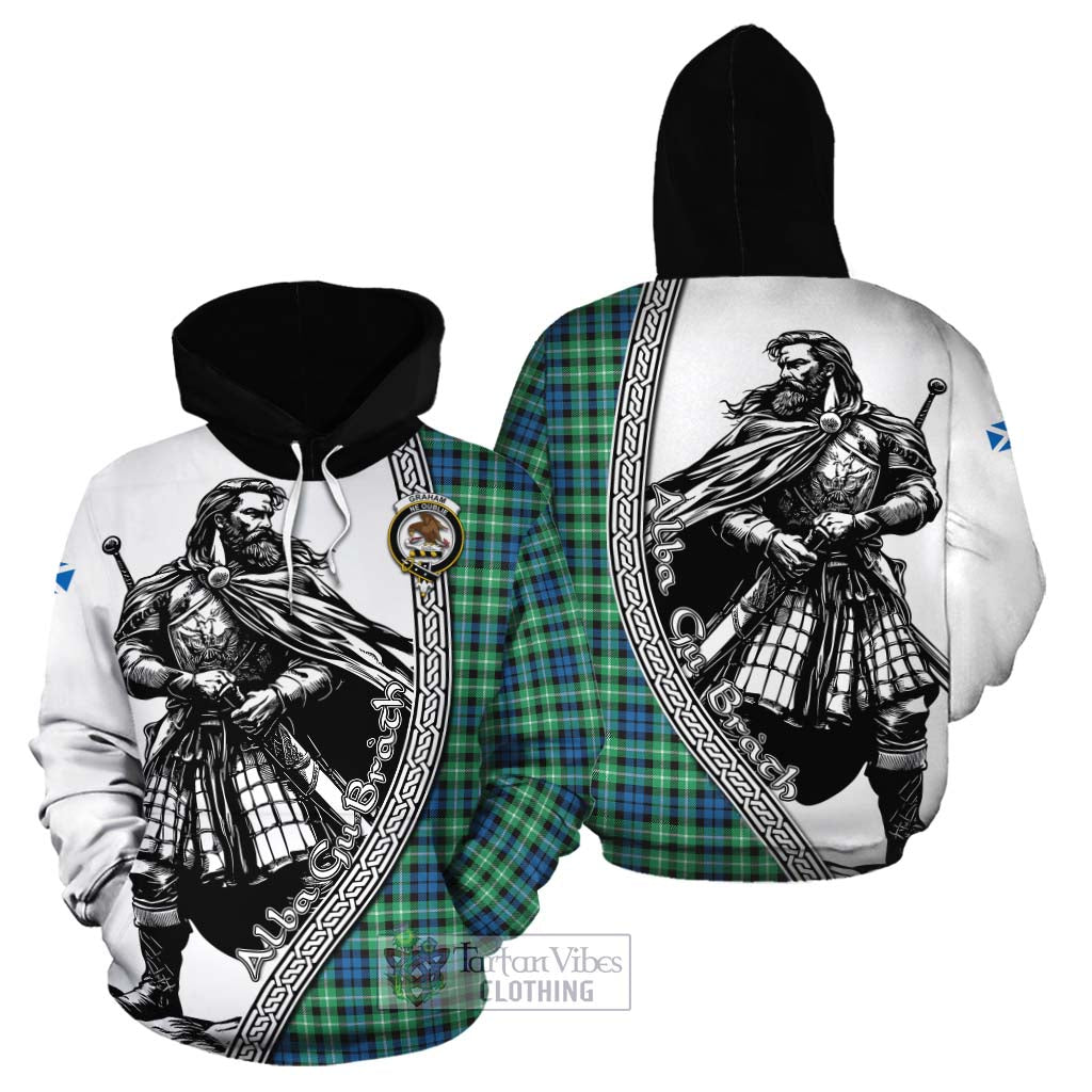 Graham Tartan Clan Crest Cotton Hoodie with Highlander Warrior Celtic Style Zip Hoodie - Tartan Vibes Clothing