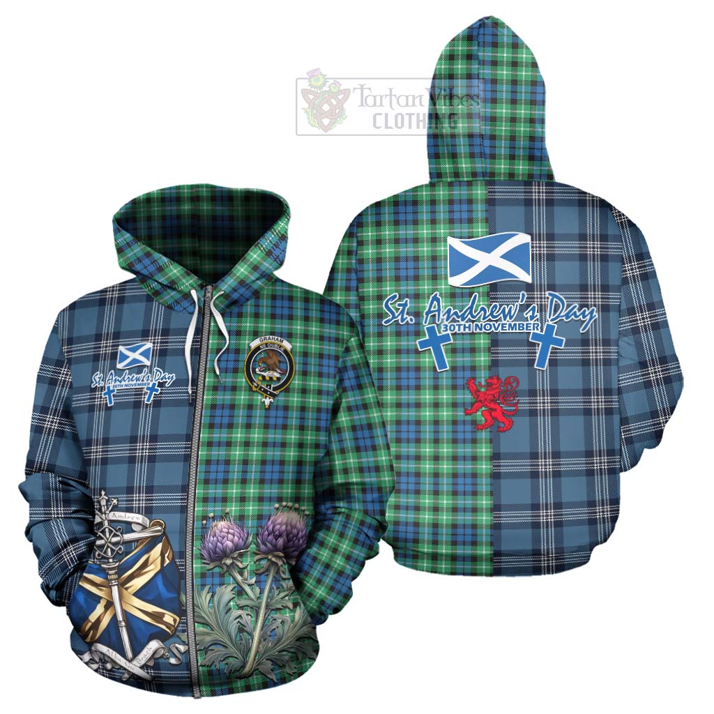 Tartan Vibes Clothing Graham Tartan Hoodie Happy St. Andrew's Day Half Tartan Style