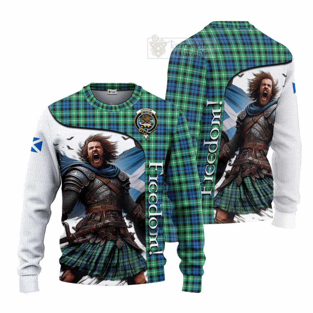 Tartan Vibes Clothing Graham Crest Tartan Knitted Sweater Inspired by the Freedom of Scottish Warrior