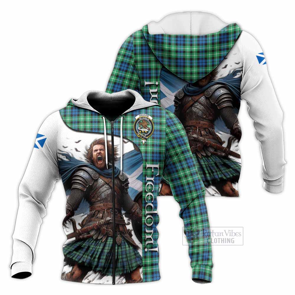 Tartan Vibes Clothing Graham Crest Tartan Knitted Hoodie Inspired by the Freedom of Scottish Warrior