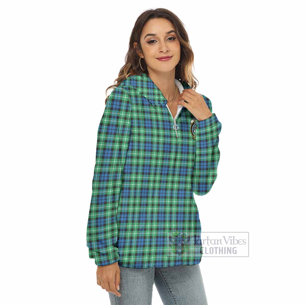 Tartan Vibes Clothing Graham Tartan Crest Women's Borg  Half Zip Fleece Hoodie