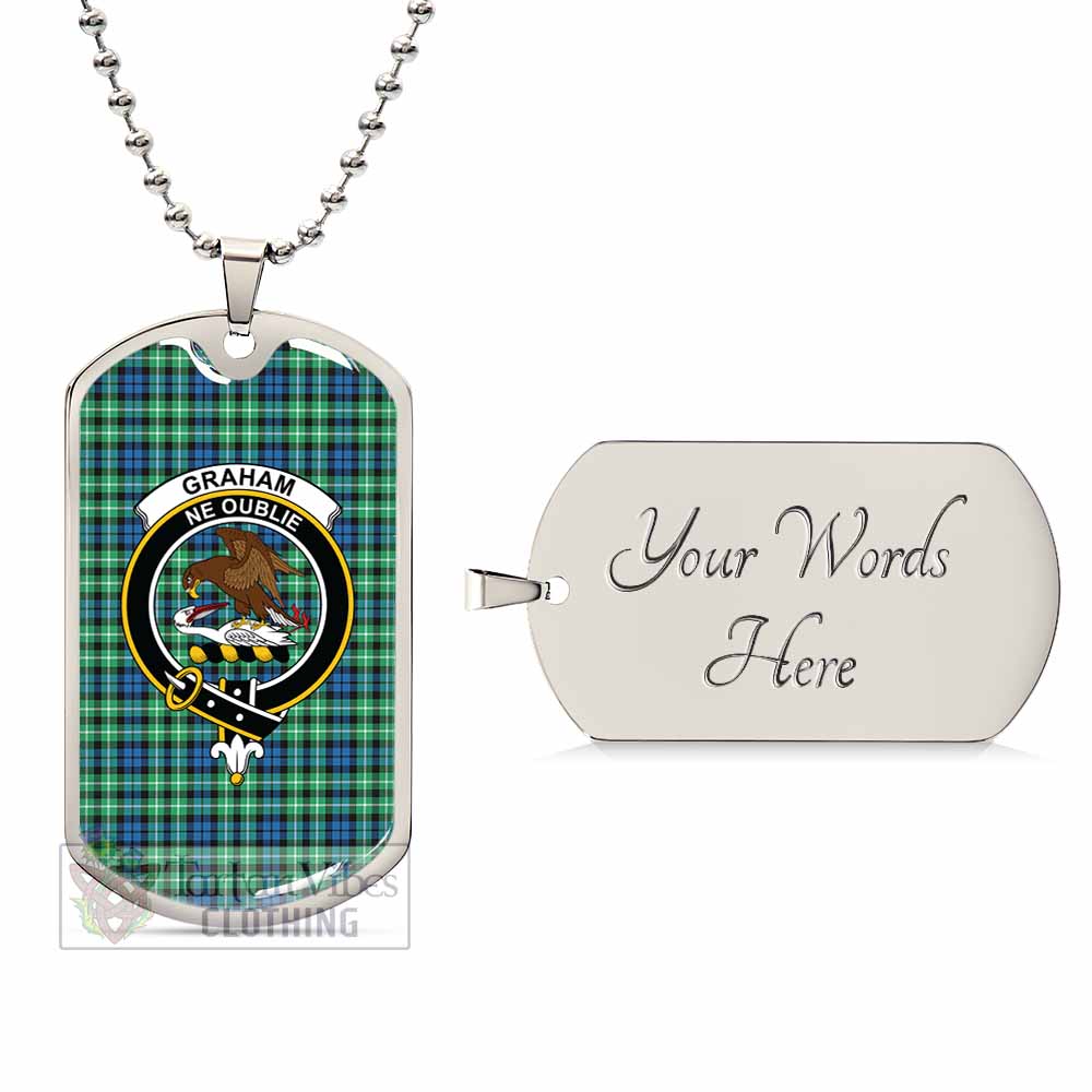 Tartan Vibes Clothing Graham Tartan Dog Tag Necklace with Family Crest