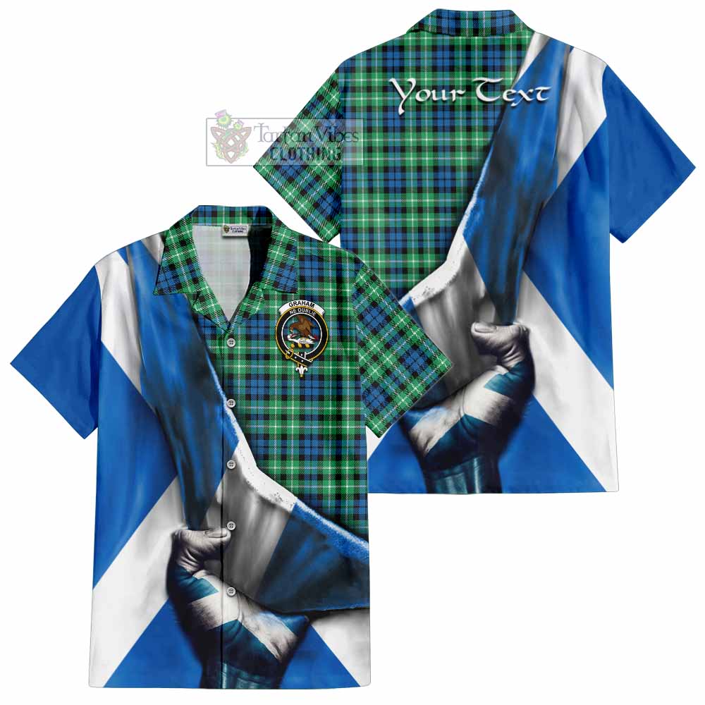 Tartan Vibes Clothing Graham Tartan Short Sleeve Button Shirt with Family Crest Scotland Patriotic Style