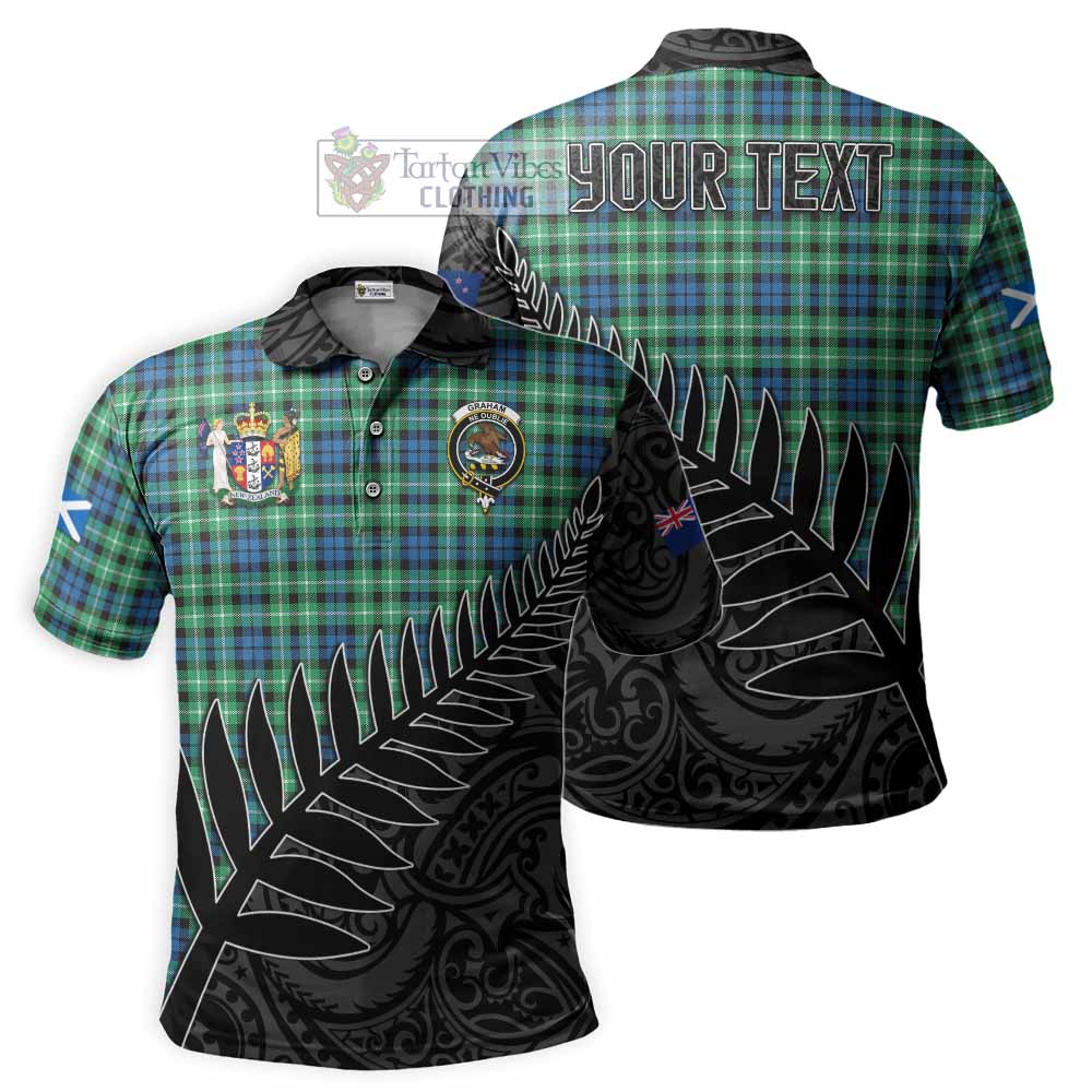 Graham Crest Tartan Polo Shirt with New Zealand Silver Fern Half Style