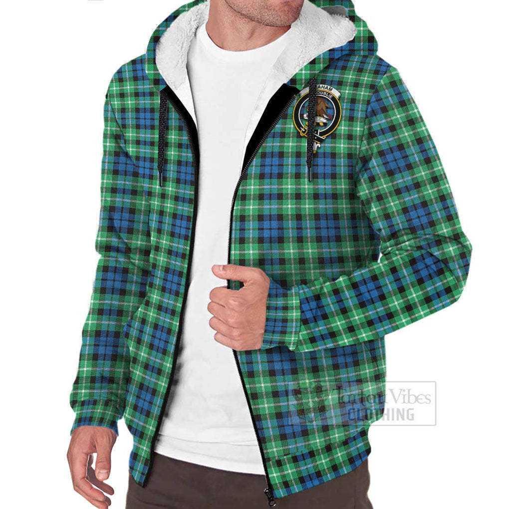 Tartan Vibes Clothing Graham Tartan Sherpa Hoodie with Family Crest Celtic Skull Style