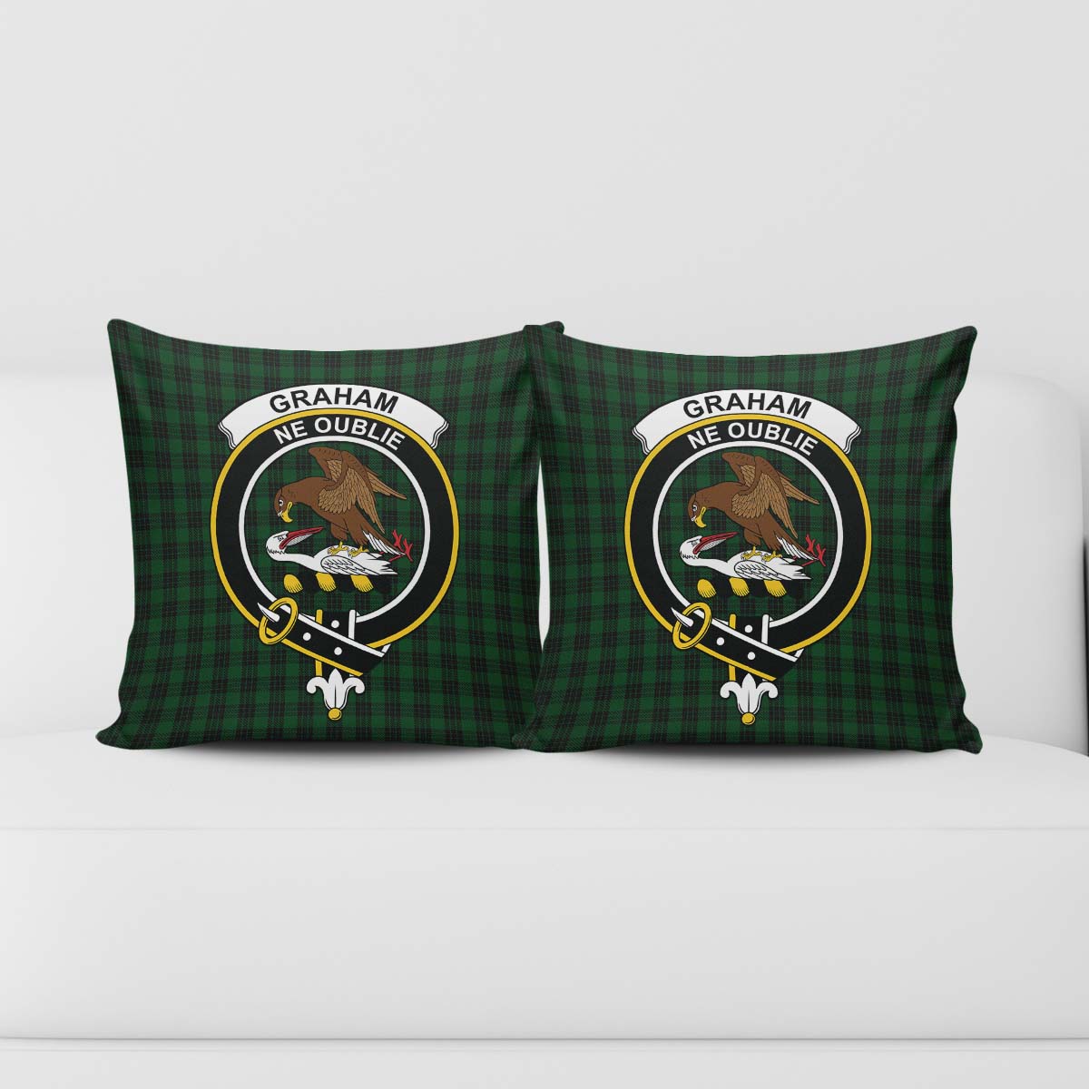 Graham Tartan Pillow Cover with Family Crest - Tartanvibesclothing