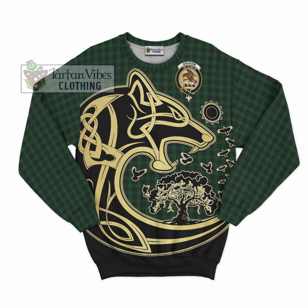 Graham Tartan Sweatshirt with Family Crest Celtic Wolf Style - Tartan Vibes Clothing