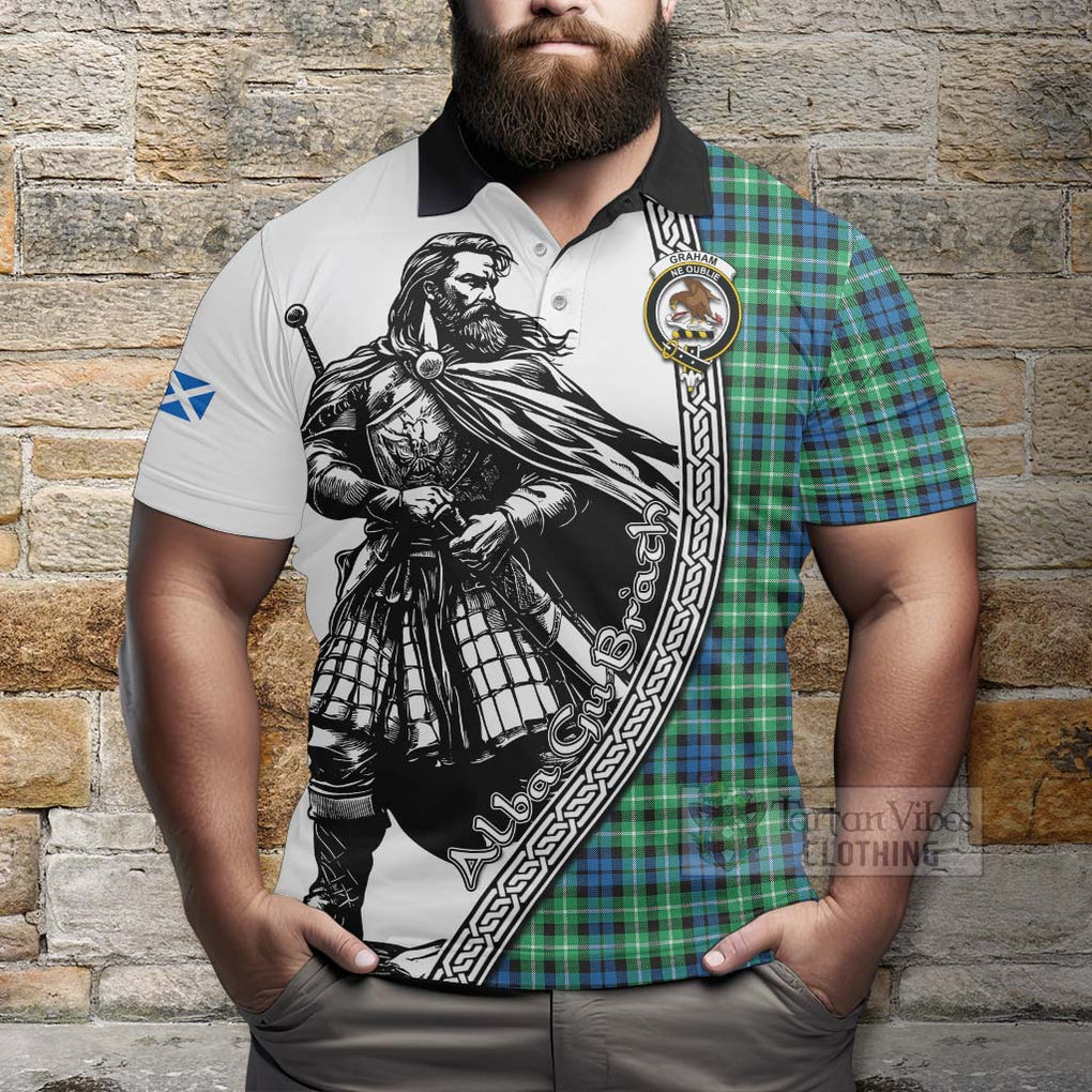 Tartan Vibes Clothing Graham Tartan Clan Crest Polo Shirt with Highlander Warrior Celtic Style