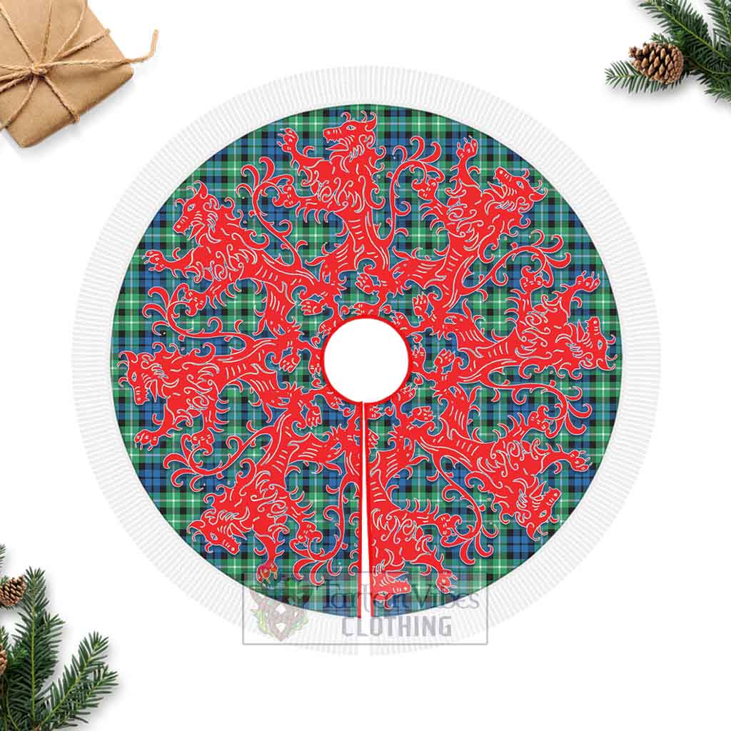 Graham Tartan Christmas Tree Skirt Lion Rampant Style Fringed Tree Skirts - Tartan Vibes Clothing