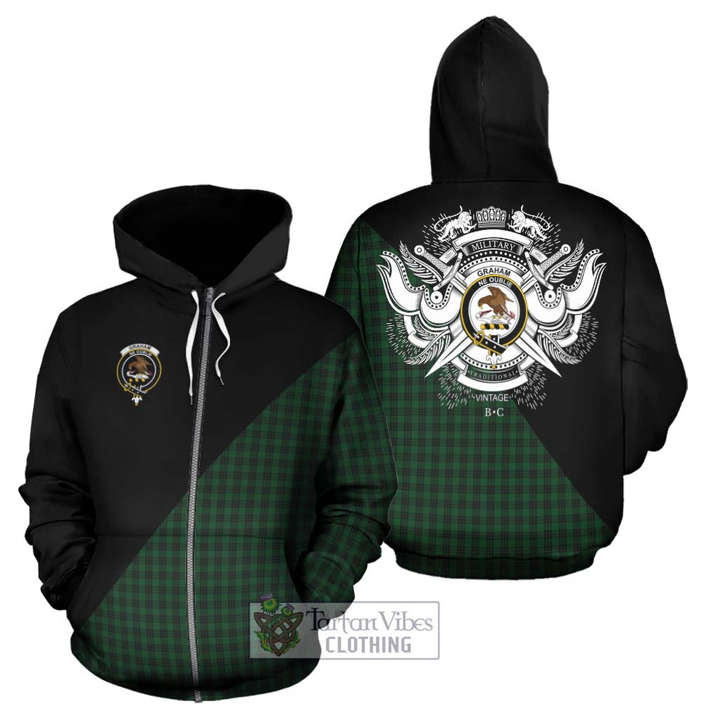 Graham Tartan Hoodie with Family Crest and Military Logo Style - Tartanvibesclothing Shop