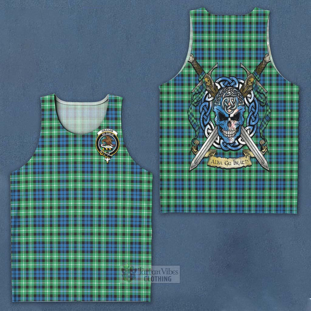 Tartan Vibes Clothing Graham Tartan Men's Tank Top with Family Crest Celtic Skull Style