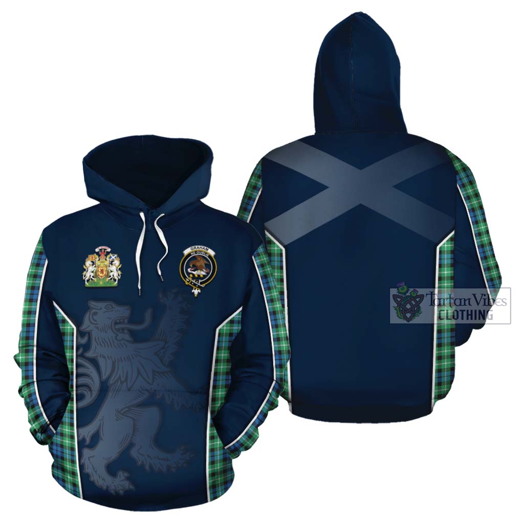 Tartan Vibes Clothing Graham Tartan Cotton Hoodie with Family Crest and Lion Rampant Vibes Sport Style