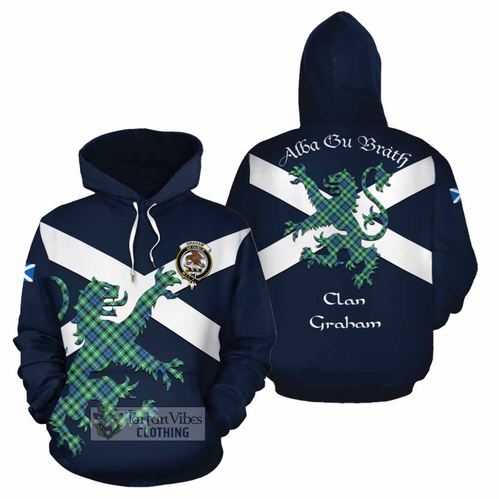 Tartan Vibes Clothing Graham Tartan Lion Rampant Cotton Hoodie Proudly Display Your Heritage with Alba Gu Brath and Clan Name