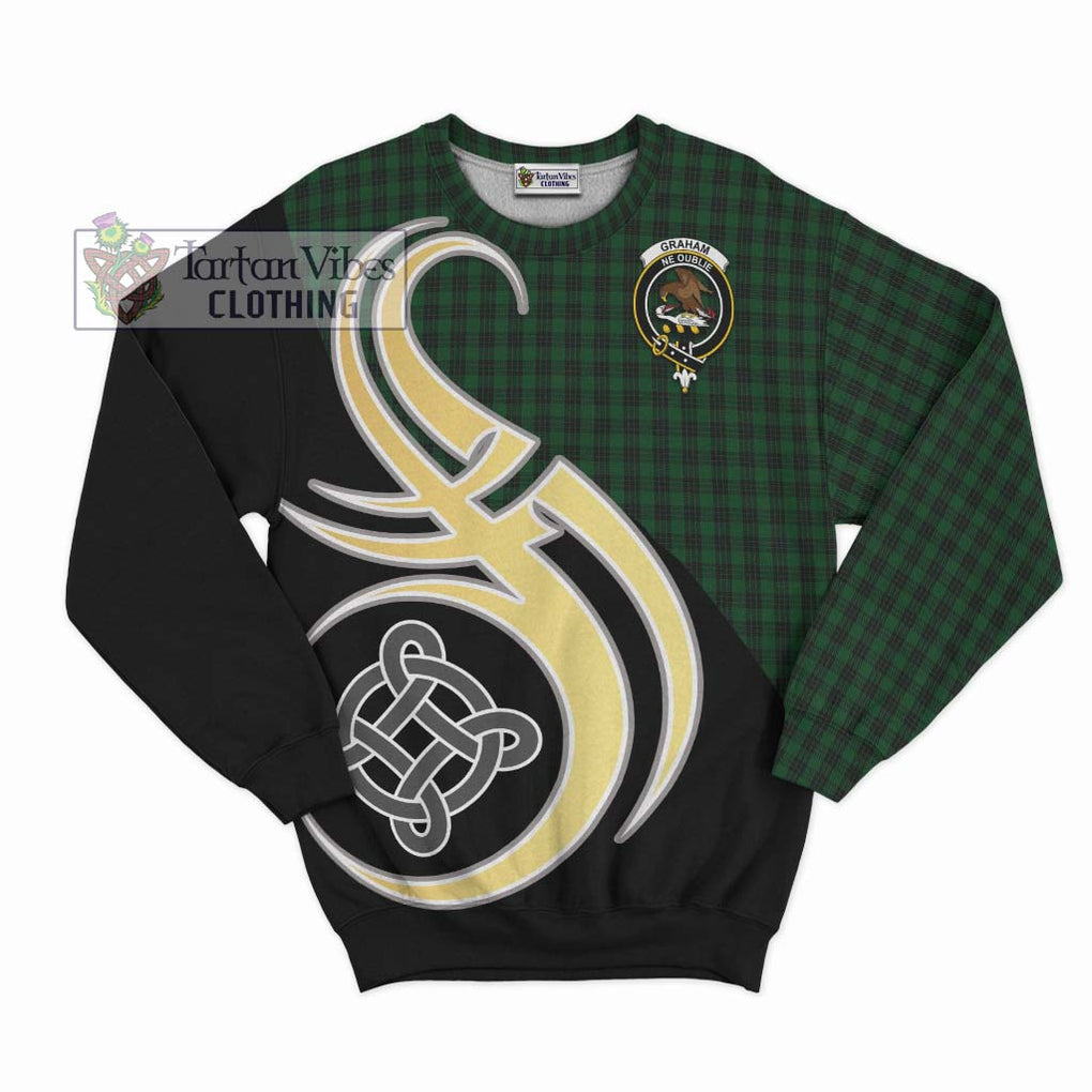 Graham Tartan Sweatshirt with Family Crest and Celtic Symbol Style - Tartan Vibes Clothing