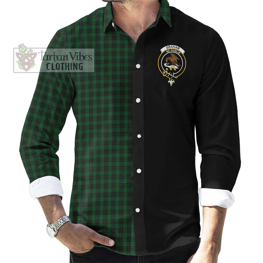 Graham Tartan Long Sleeve Button Shirt with Family Crest and Half Of Me Style - Tartanvibesclothing Shop