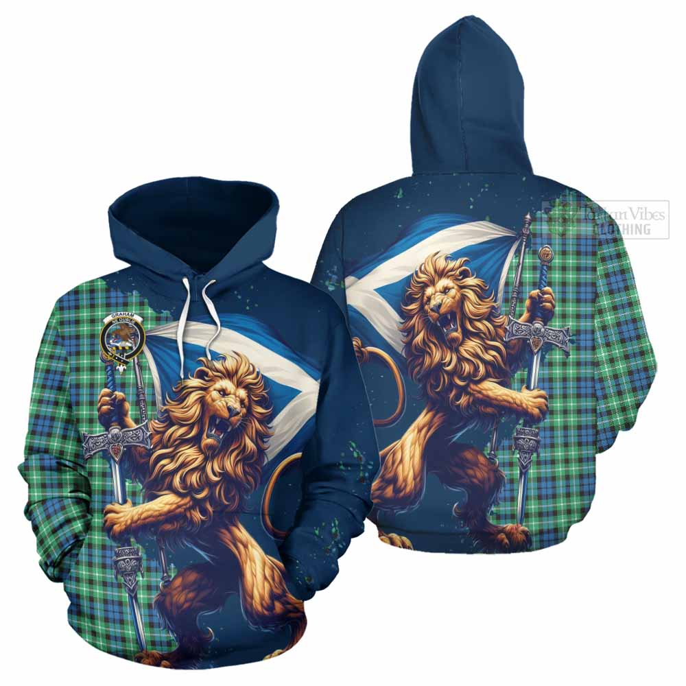 Tartan Vibes Clothing Graham Tartan Family Crest Hoodie with Scottish Majestic Lion