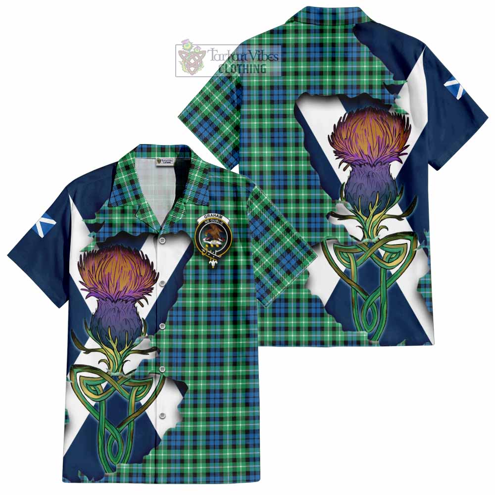 Graham Tartan Family Crest Hawaiian Shirt Scottish Thistle Celtic Inspired - Tartan Vibes Clothing