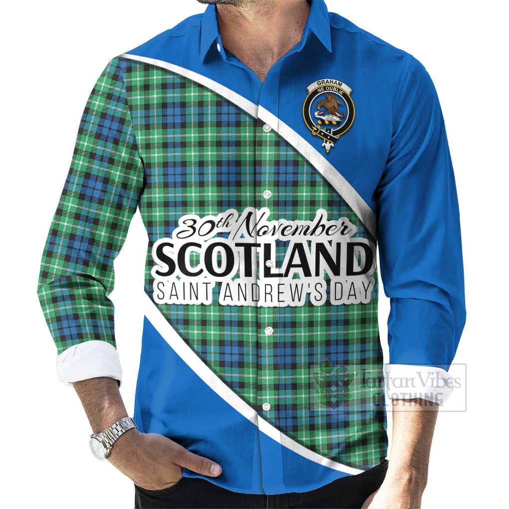 Tartan Vibes Clothing Graham Family Crest Tartan Long Sleeve Button Shirt Celebrate Saint Andrew's Day in Style