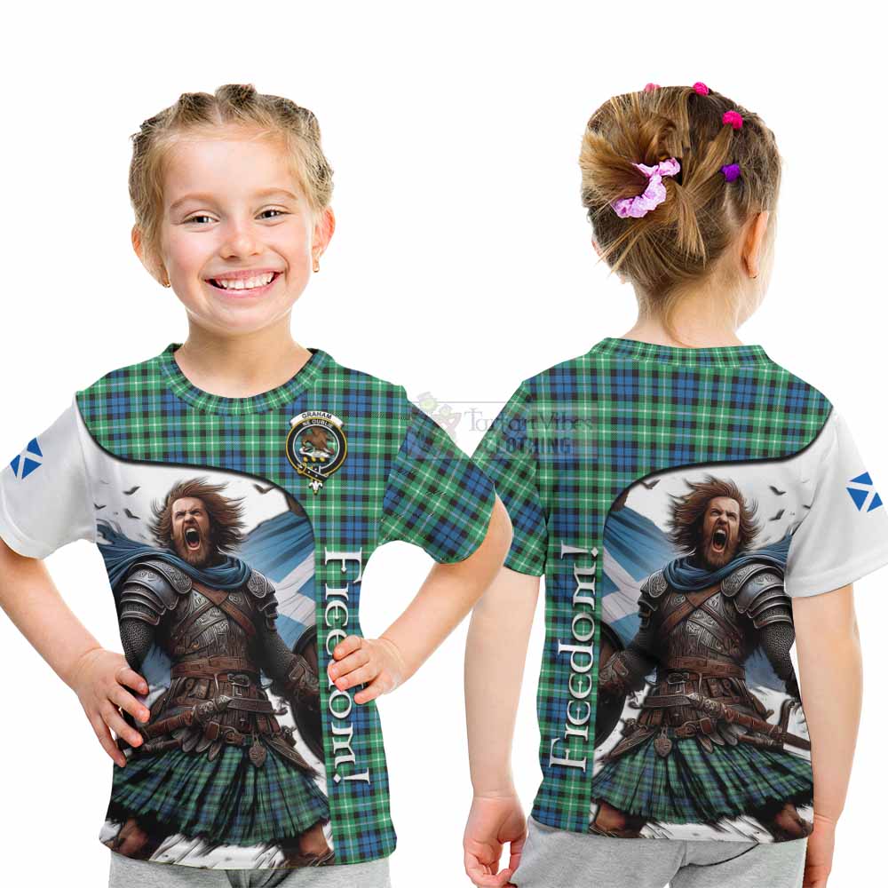 Tartan Vibes Clothing Graham Crest Tartan Kid T-Shirt Inspired by the Freedom of Scottish Warrior