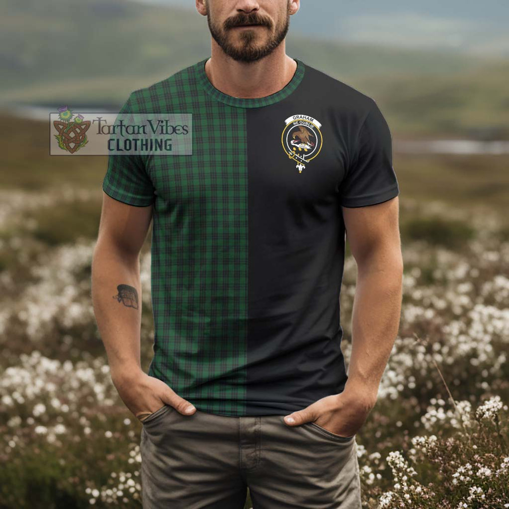 Graham Tartan T-Shirt with Family Crest and Half Of Me Style - Tartanvibesclothing Shop