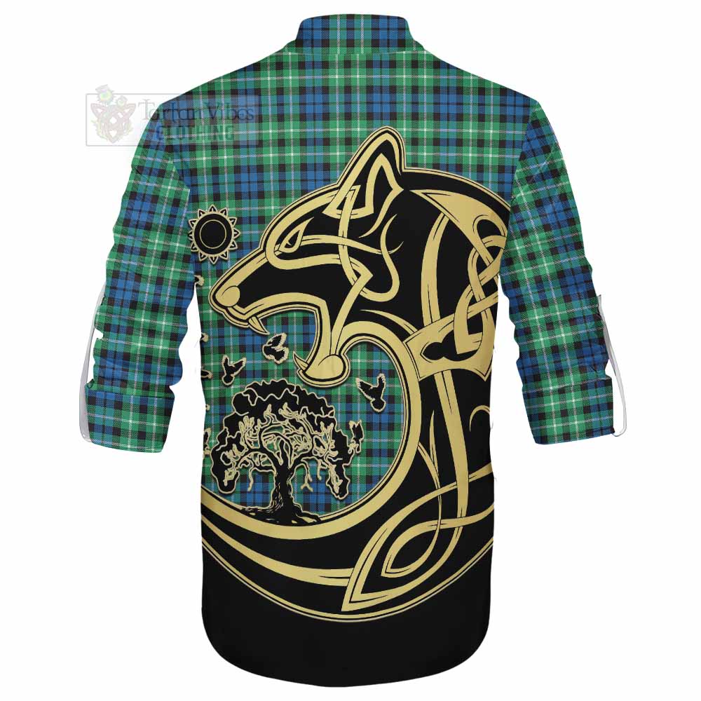 Tartan Vibes Clothing Graham Tartan Ghillie Kilt Shirt with Family Crest Celtic Wolf Style