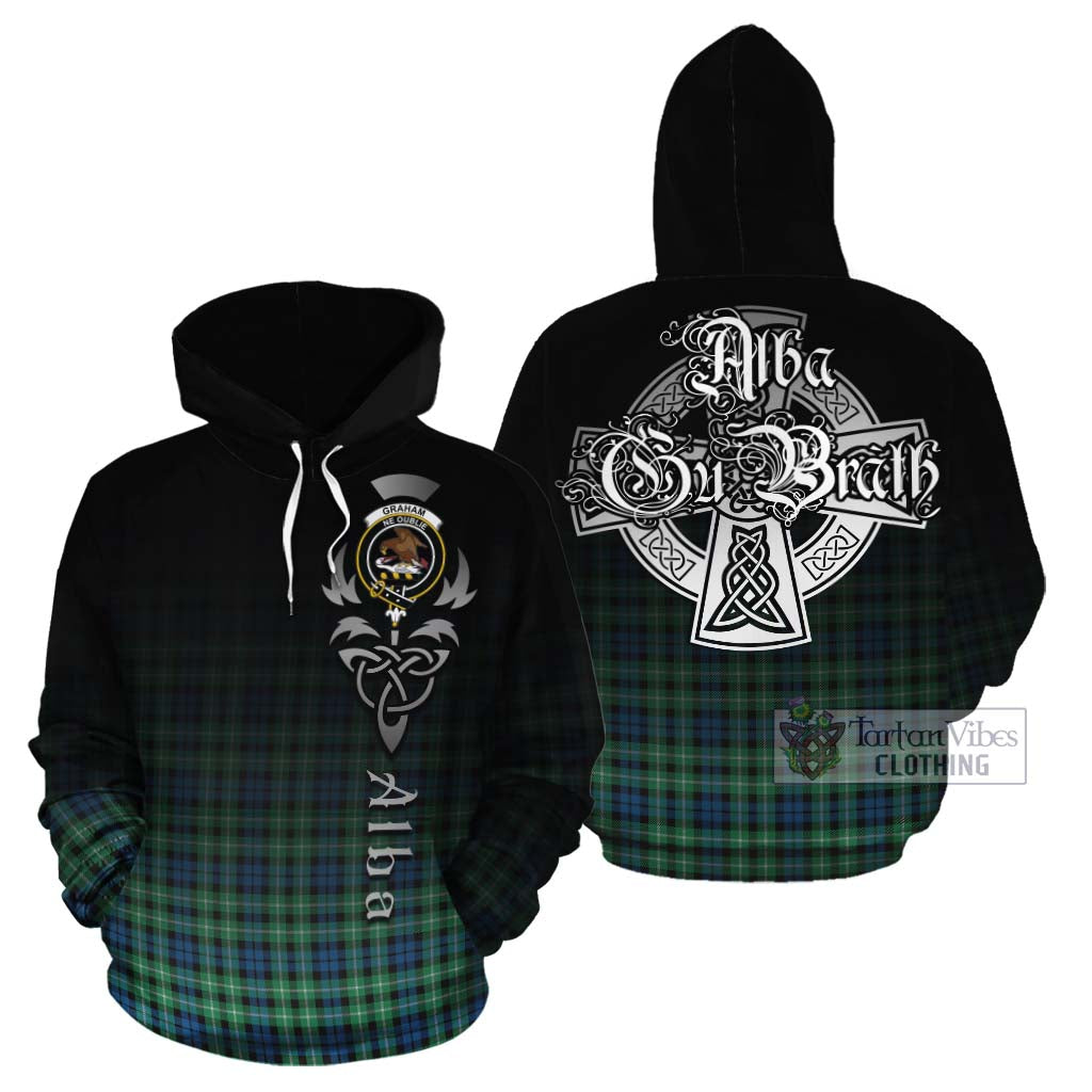 Tartan Vibes Clothing Graham Tartan Cotton Hoodie Featuring Alba Gu Brath Family Crest Celtic Inspired