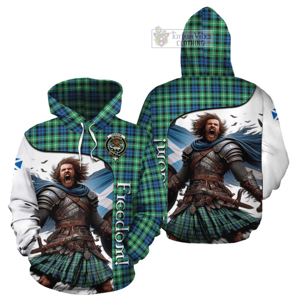 Tartan Vibes Clothing Graham Crest Tartan Cotton Hoodie Inspired by the Freedom of Scottish Warrior