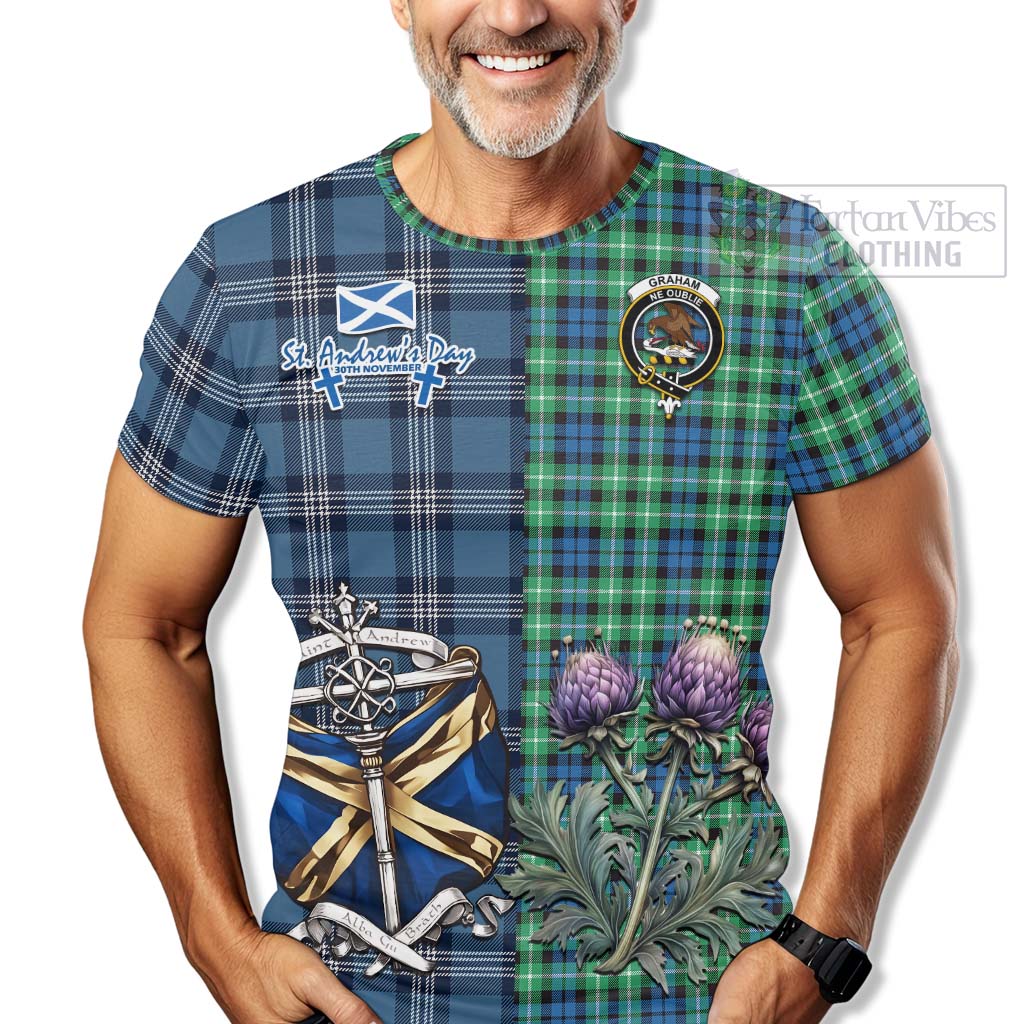 Tartan Vibes Clothing Graham Tartan T-Shirt Happy St. Andrew's Day Half Tartan Style