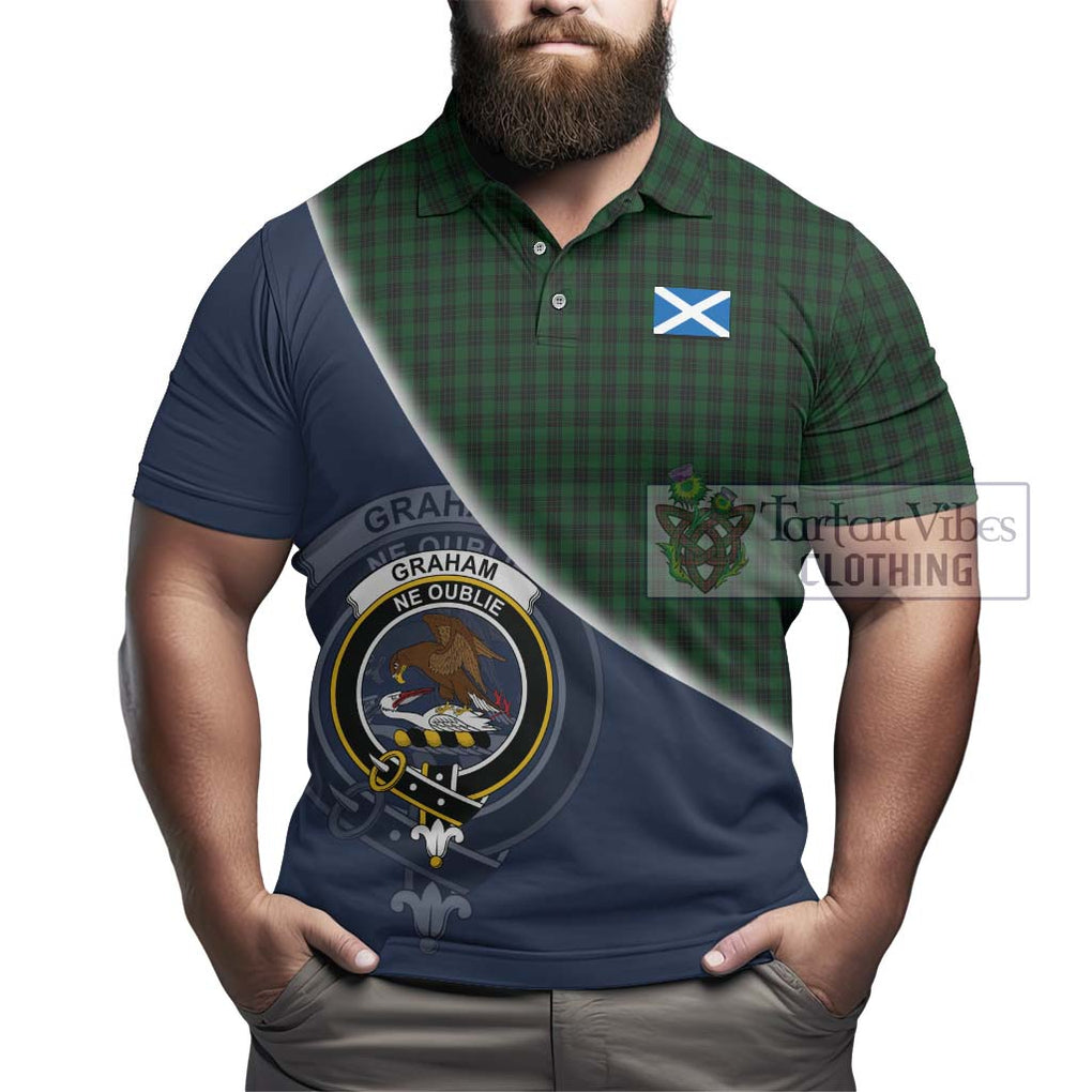 Graham Tartan Polo Shirt with Personalised National Flag and Family Crest Half Style - Tartanvibesclothing Shop