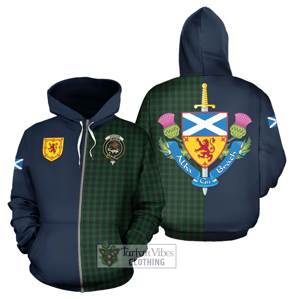 Tartan Vibes Clothing Graham Tartan Hoodie with Scottish Lion Royal Arm Half Style