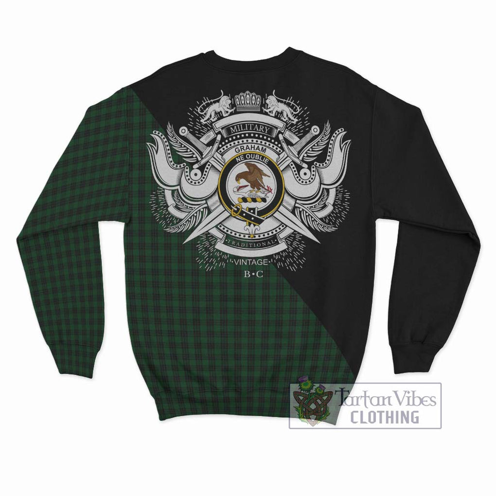 Graham Tartan Sweatshirt with Family Crest and Military Logo Style - Tartanvibesclothing Shop