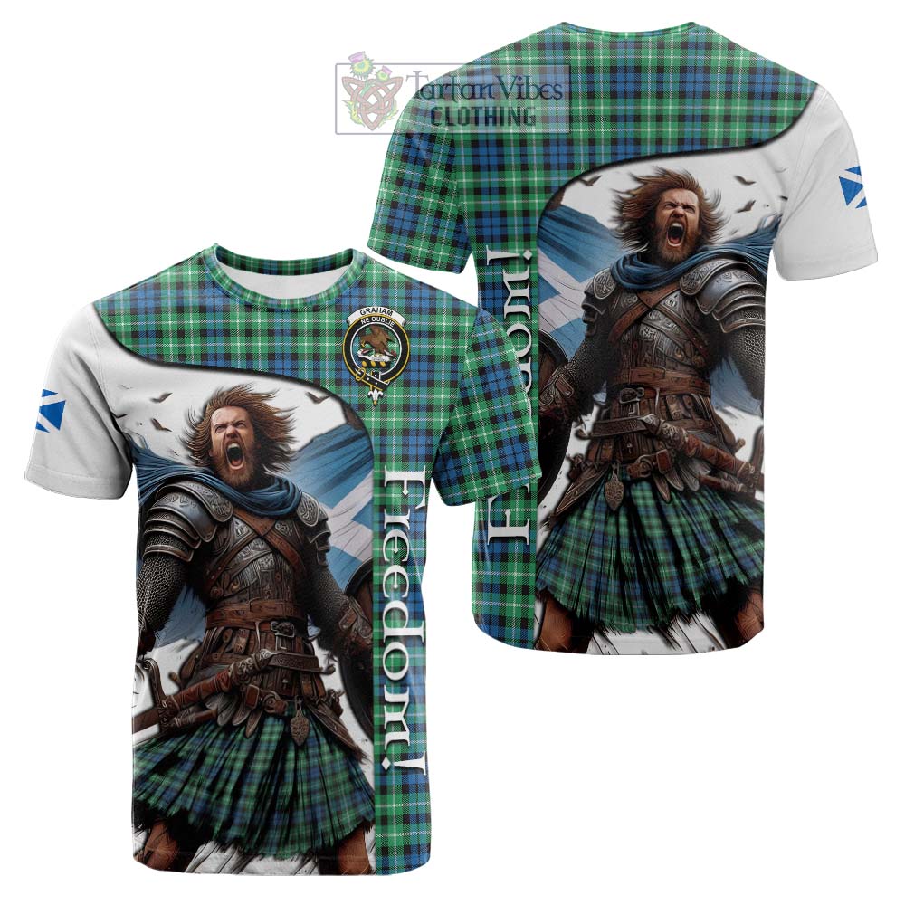 Tartan Vibes Clothing Graham Crest Tartan Cotton T-shirt Inspired by the Freedom of Scottish Warrior