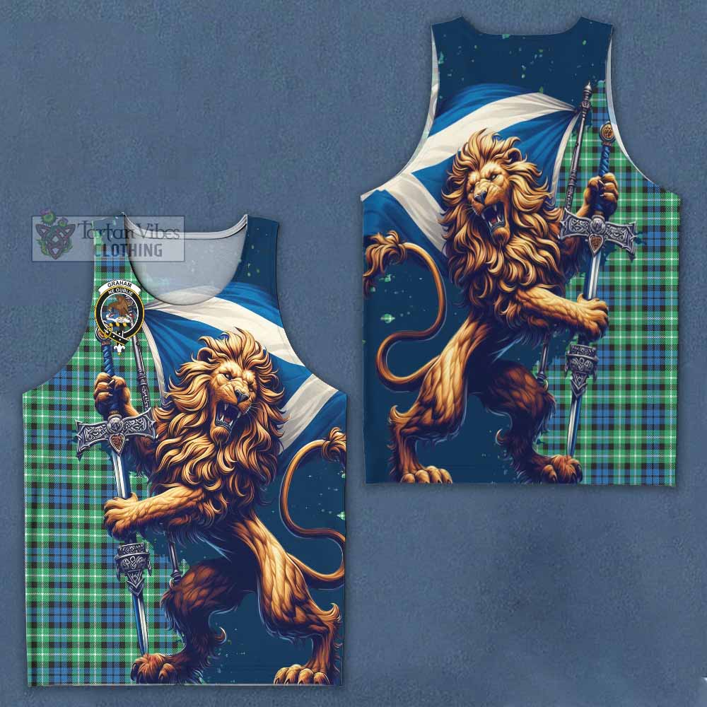 Tartan Vibes Clothing Graham Tartan Family Crest Men's Tank Top with Scottish Majestic Lion