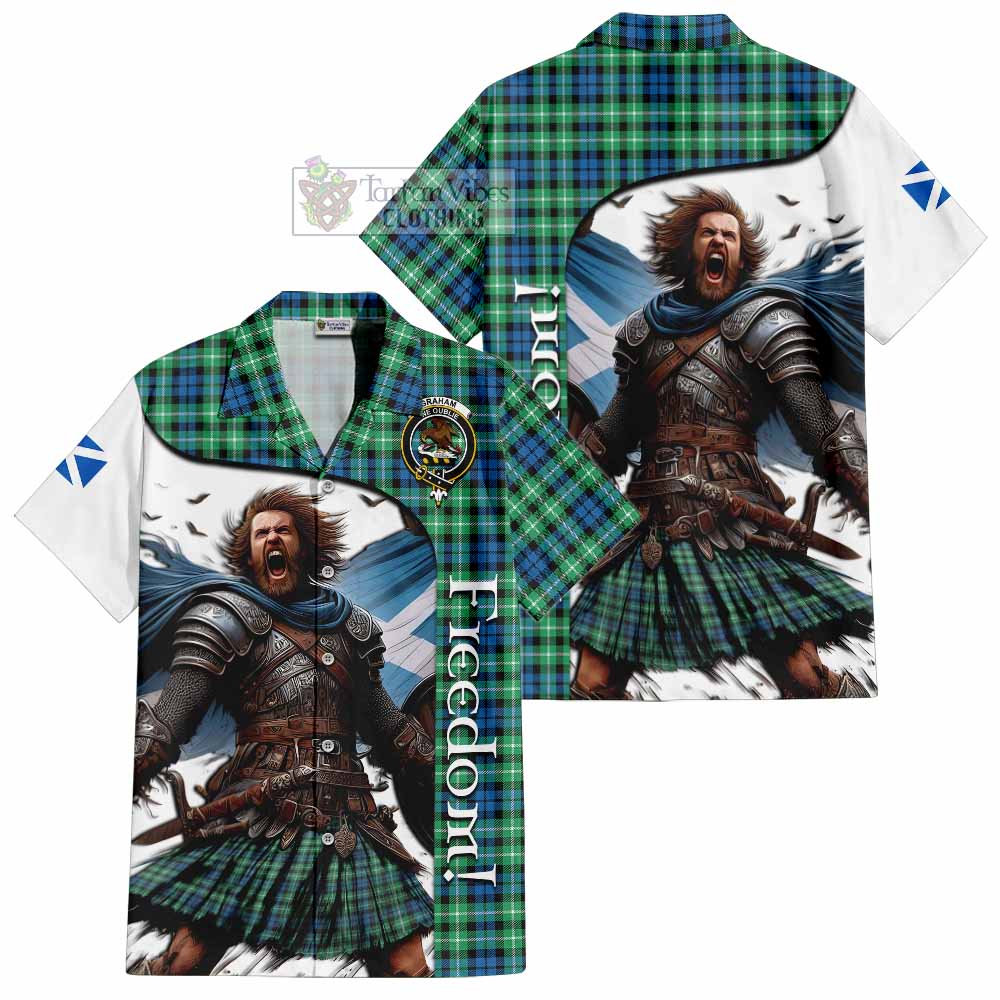 Tartan Vibes Clothing Graham Crest Tartan Short Sleeve Button Shirt Inspired by the Freedom of Scottish Warrior