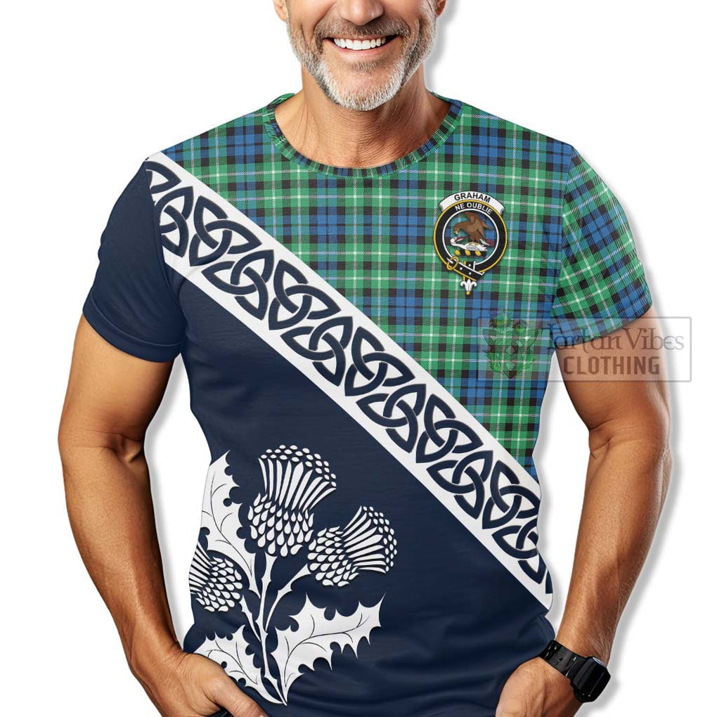 Graham Tartan T-Shirt Featuring Thistle and Scotland Map