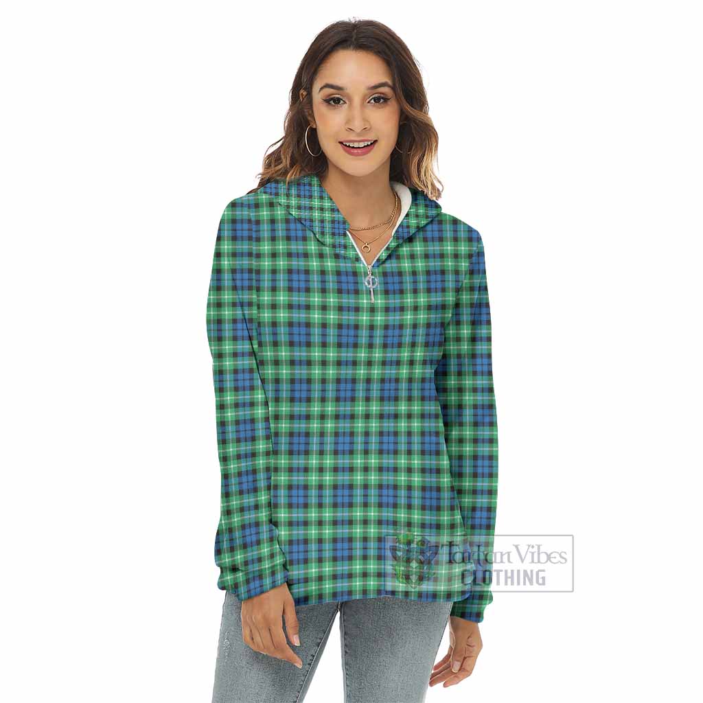 Tartan Vibes Clothing Graham Tartan Women's Borg  Half Zip Fleece Hoodie